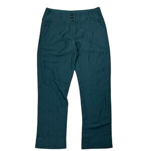 Poetry Straight Leg Linen & Silk Trousers Womens 8 Green High-Rise LagenLook
